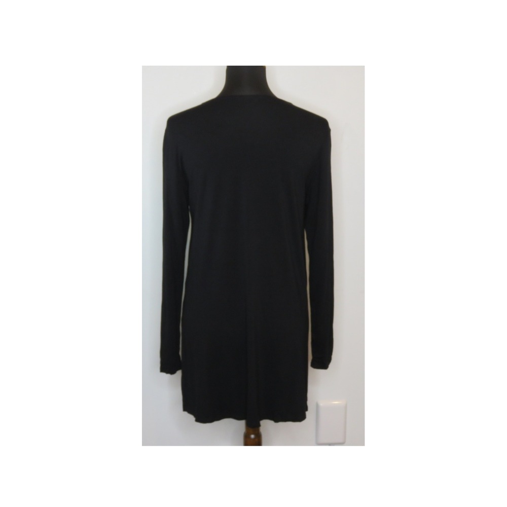 Eileen Fisher Black Long Sleeve Viscose Spandex Tunic Top Small S/P Side Slits - Picture 5 of 10